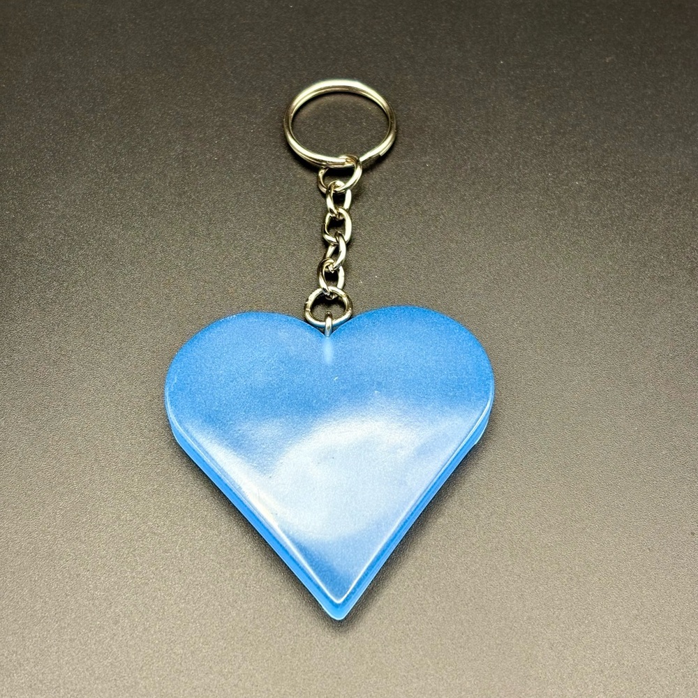 Blue Heart glow in the dark Keychain- HANDMADE - Picture 2 of 3